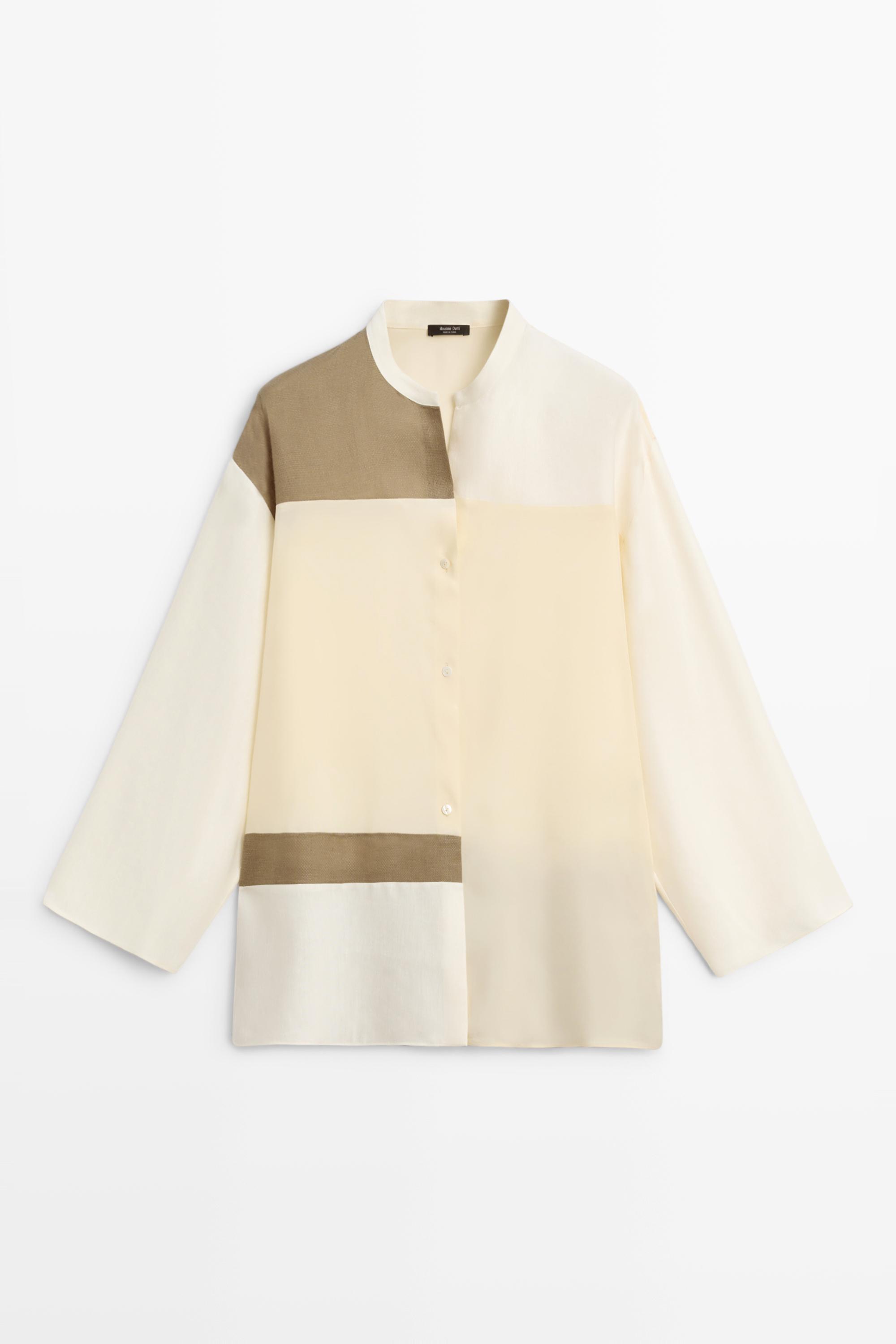 Chemisier fluide patchwork col officier